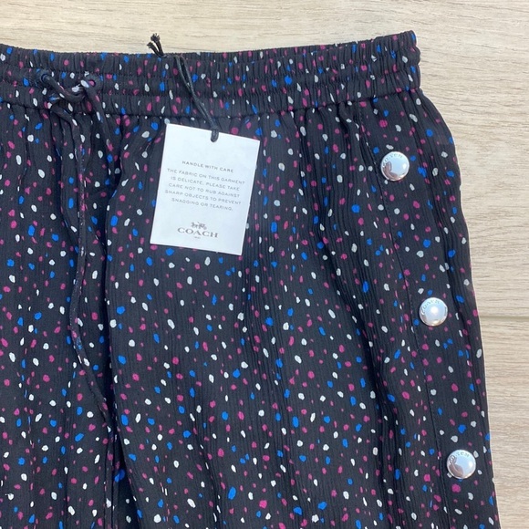 COACH Silk Tiered Midi skirt Button Twee Luxury - Picture 4 of 11